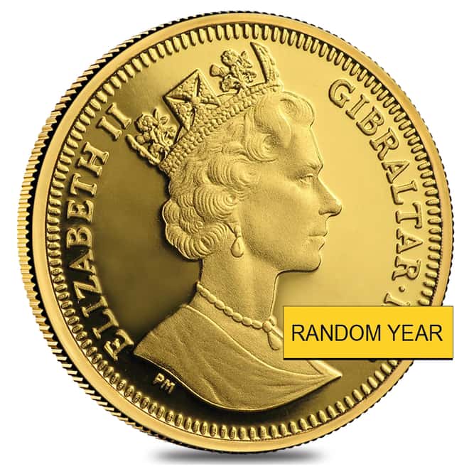 1/10 oz Gibraltar Dog Proof/BU Gold Coin .9999 Fine (Random Year)