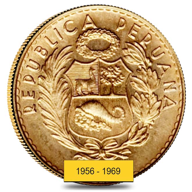 5 Soles Peru Gold Coin AU/BU AGW .0677 oz (Random Year, 1956 - 1969)