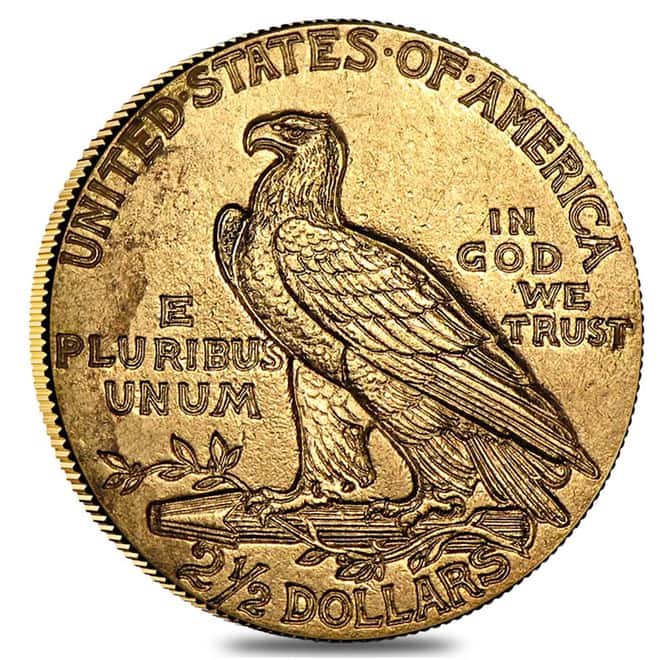 $2.5 Gold Quarter Eagle Indian Head - Extra Fine XF (Random Year)