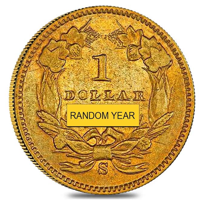 $1 Gold Indian Princess Head Type 3 - Extra Fine XF (Random Year)