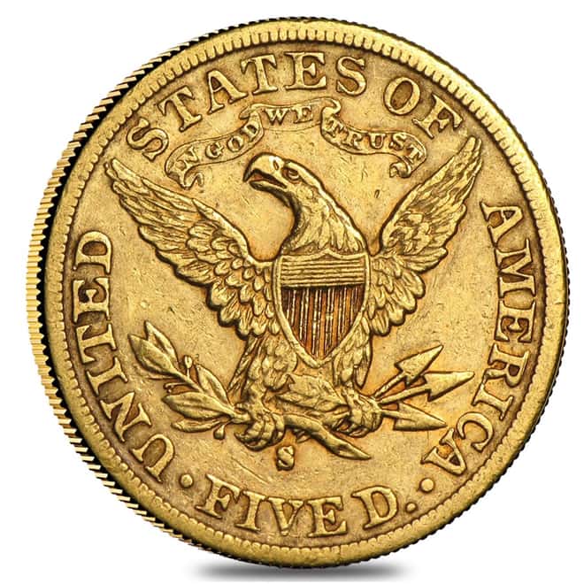$5 Gold Half Eagle Liberty Head - Extra Fine XF (Random Year) 
