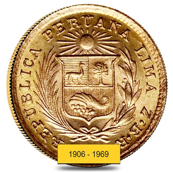1/5 Libra Peru Gold Coin BU AGW .0471 oz (Random Year, 1906 - 1969)