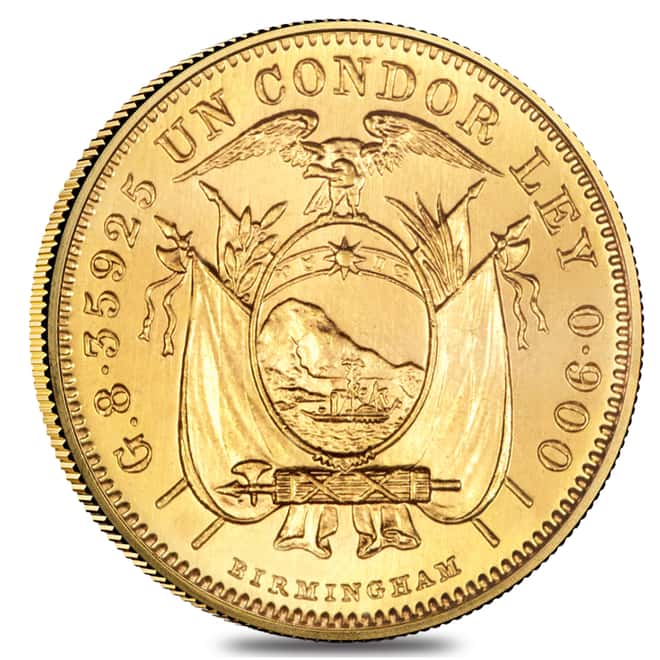1928 Ecuador 1 Condor Gold Coin AGW .2419 oz Avg Circ