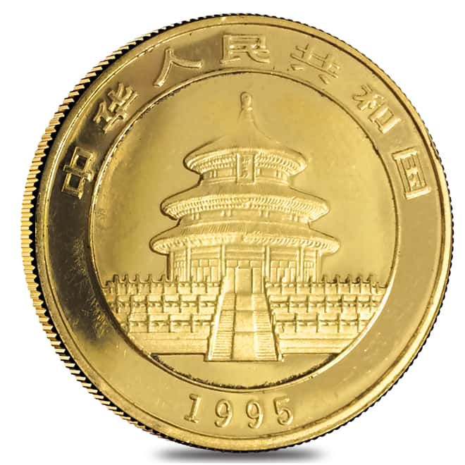 1995 China 1/2 oz 50 Yuan Gold Panda Coin (Abrasions) 