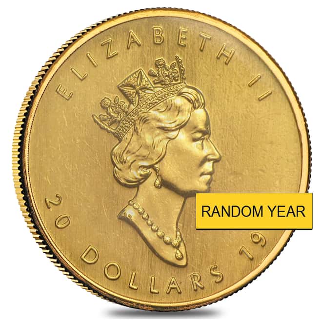 1/2 oz Canadian Gold Maple Leaf $20 Coin Scruffy (Random Year)