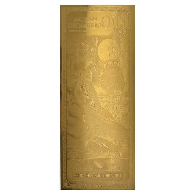 100 Florida Goldback 1/10 oz 24K Gold Foil Aurum Note