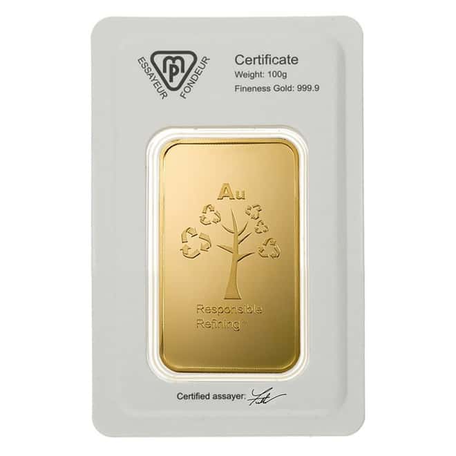 100 gram Metalor Gold Bar .9999 Fine (In Assay)