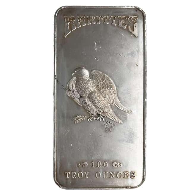 100 oz Rarities Mint Eagle Vintage Silver Bar .999 Fine