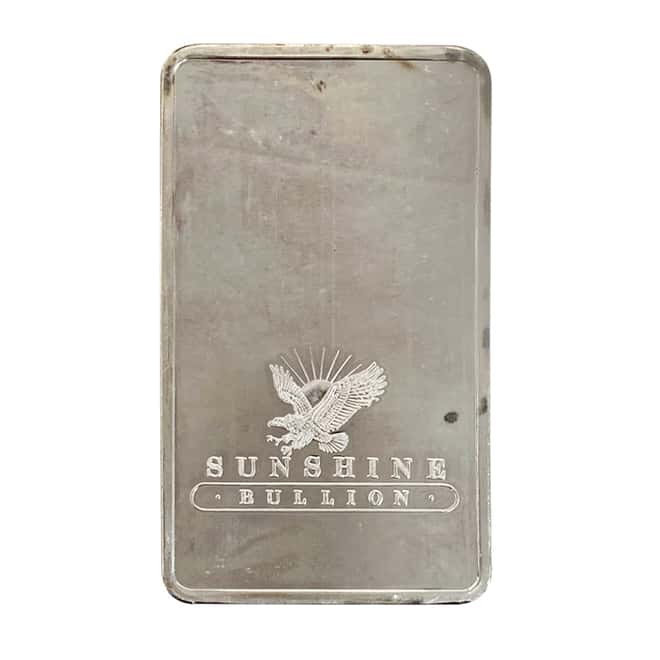 100 oz Sunshine Mint Vintage Silver Bar .999 Fine (Pressed, Sunshine Minting Logo)
