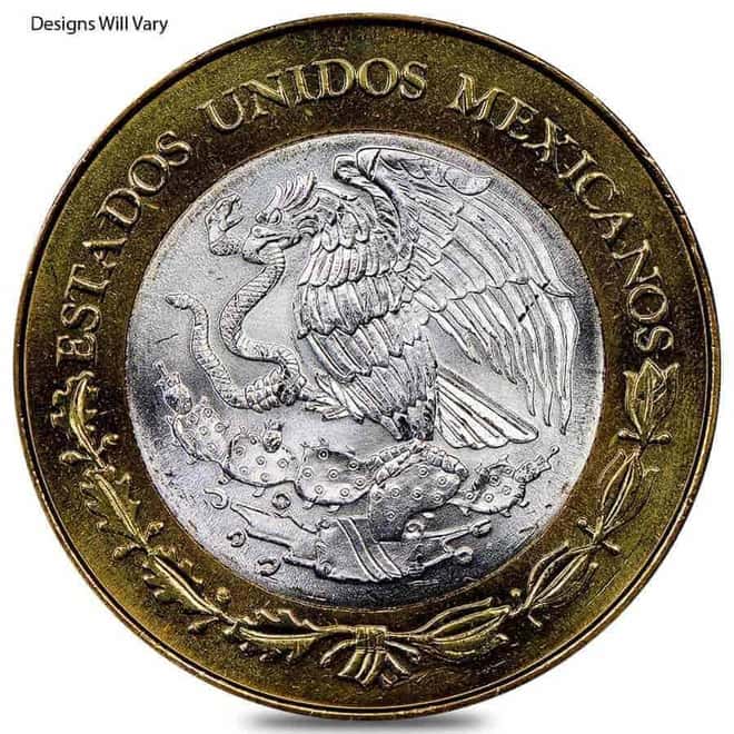 100 Pesos Mexico Silver Bimetallic Coin Circ (Random Year)