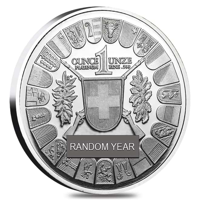 1 oz Platinum Swiss William Tell Shooting Thaler Proof/BU Coin (Random Year)