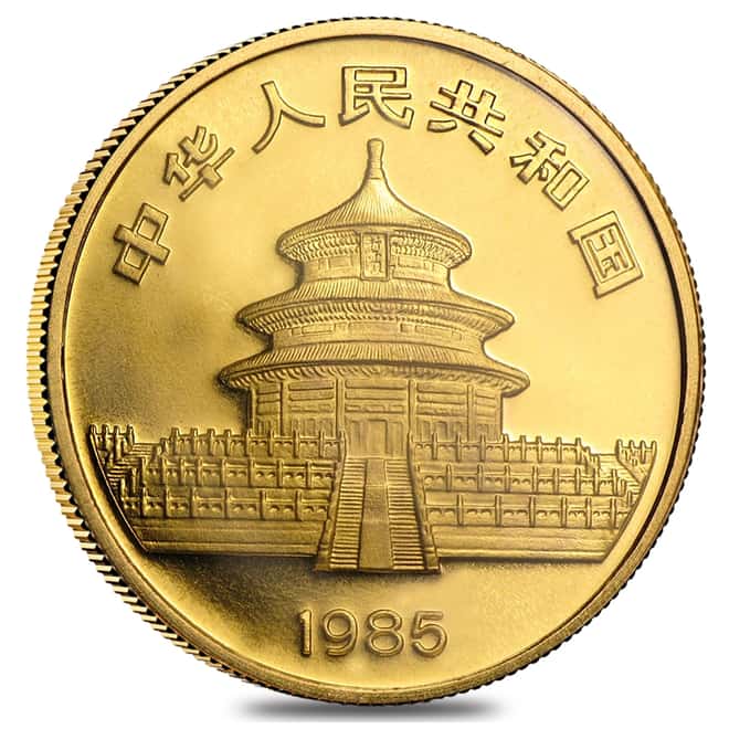 1985 1/10 oz Chinese Gold Panda 10 Yuan BU (Sealed) 