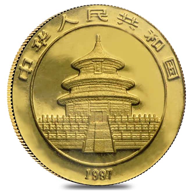 1997 1/10 oz Chinese Gold Panda 10 Yuan Small Date BU (Sealed)