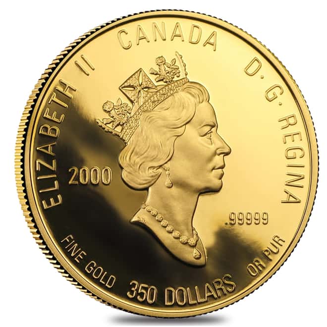 2000 Canada 1.22 oz $350 Pacific Dogwood Proof Gold Coin .99999 Fine (w/Box & COA)