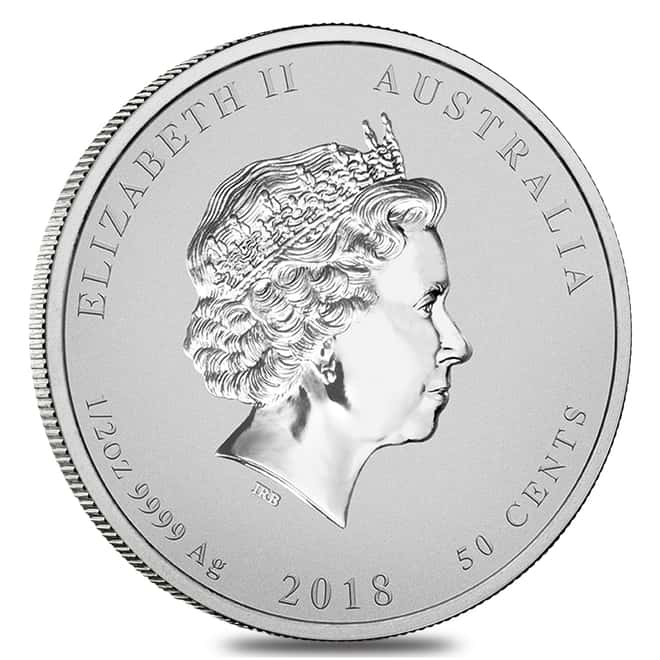 2018 1/2 oz Silver Lunar Year of The Dog BU Australian Perth Mint In Cap
