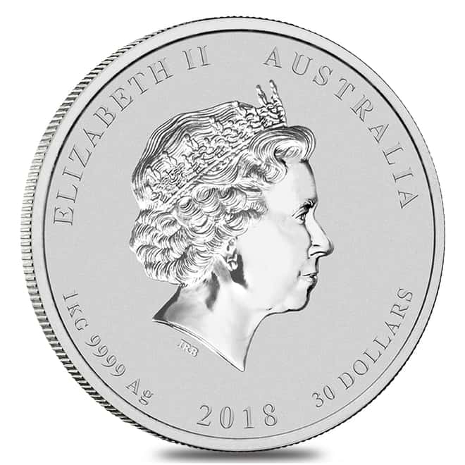 2018 1 Kilo Silver Lunar Year of The Dog BU Australian Perth Mint In Cap