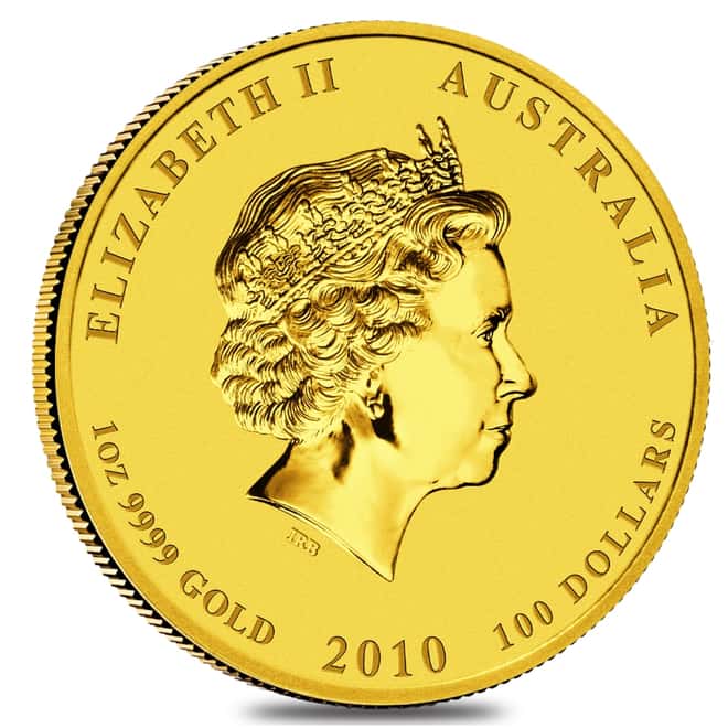 2010 1 oz Gold Lunar Year of The Tiger BU Australia Perth Mint In Cap