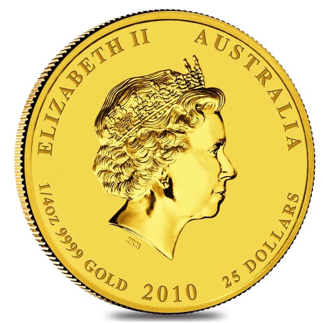 2010 1/4 oz Gold Lunar Year of The Tiger BU Australia Perth Mint