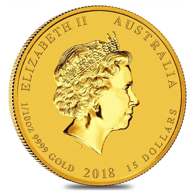 2018 1/10 oz Gold Lunar Year of The Dog BU Australia Perth Mint In Cap