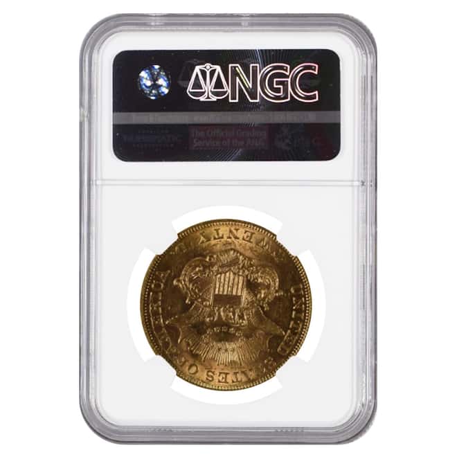 1865 $20 Liberty Head Double Eagle Gold Coin NGC AU 58