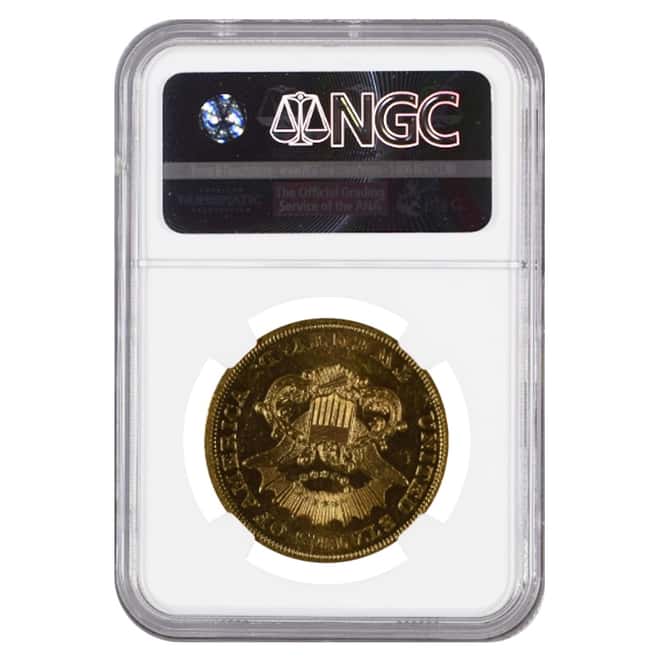 1861 $20 Liberty Head Double Eagle Gold Coin NGC UNC Details