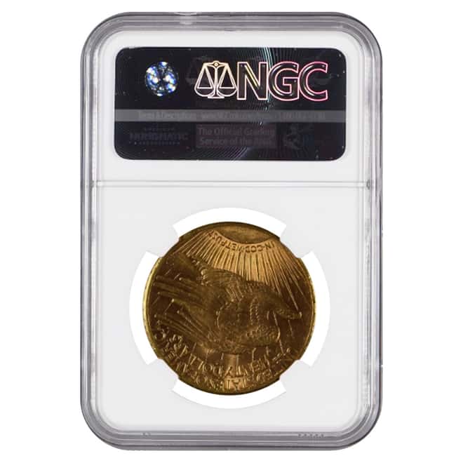 1908 S $20 Gold Saint Gaudens Double Eagle Coin NGC AU 58