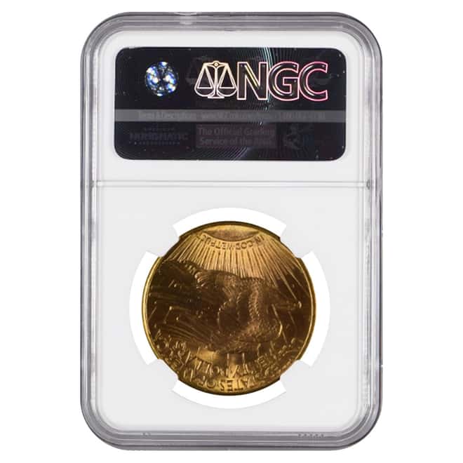 1924 D $20 Gold Saint Gaudens Double Eagle Coin NGC UNC Details