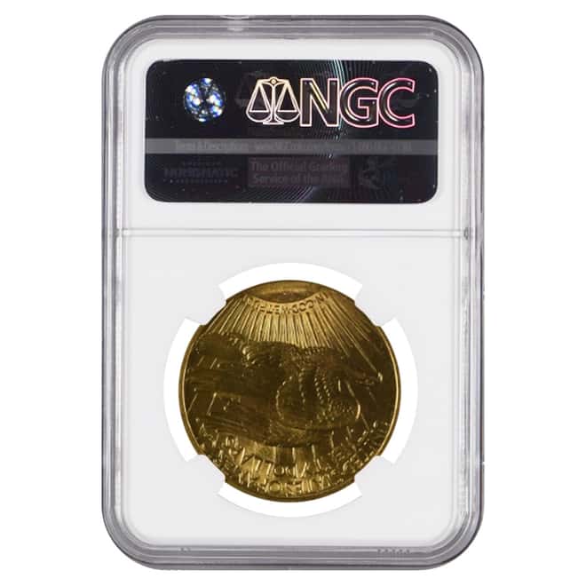 1909/8 $20 Gold Saint Gaudens Double Eagle Coin NGC UNC Details