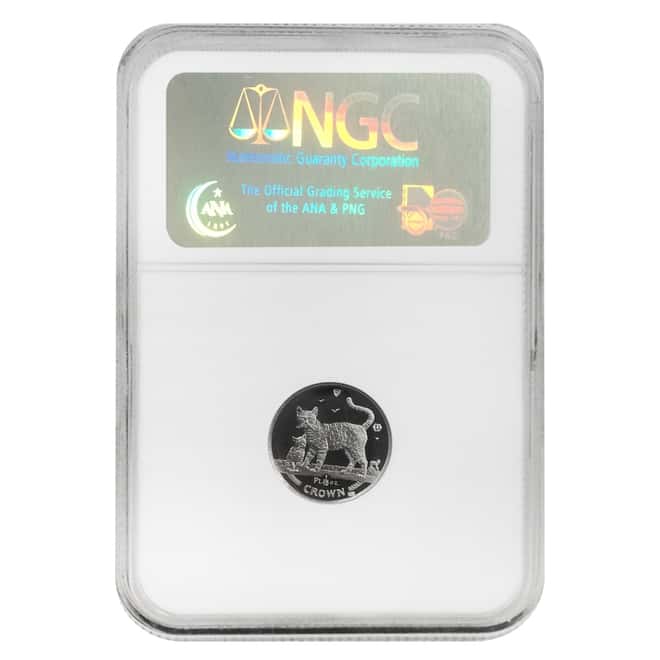 2002 1/10 oz Isle Of Man Platinum Bengal Cat and Kitten NGC MS 69