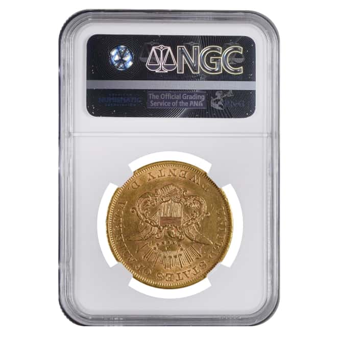 1857 $20 Liberty Head Double Eagle Gold Coin NGC AU 55