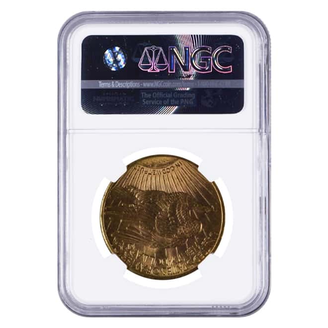 1914 $20 Gold Saint Gaudens Double Eagle Coin NGC MS 61
