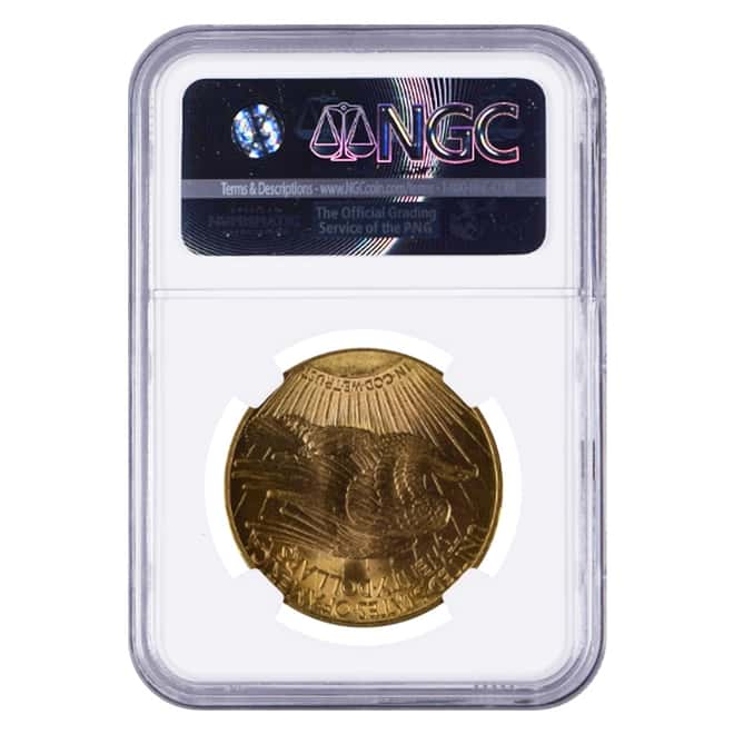 1913 $20 Gold Saint Gaudens Double Eagle Coin NGC MS 62