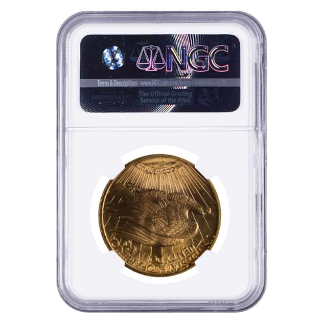 1922 $20 Gold Saint Gaudens Double Eagle Coin NGC MS 63