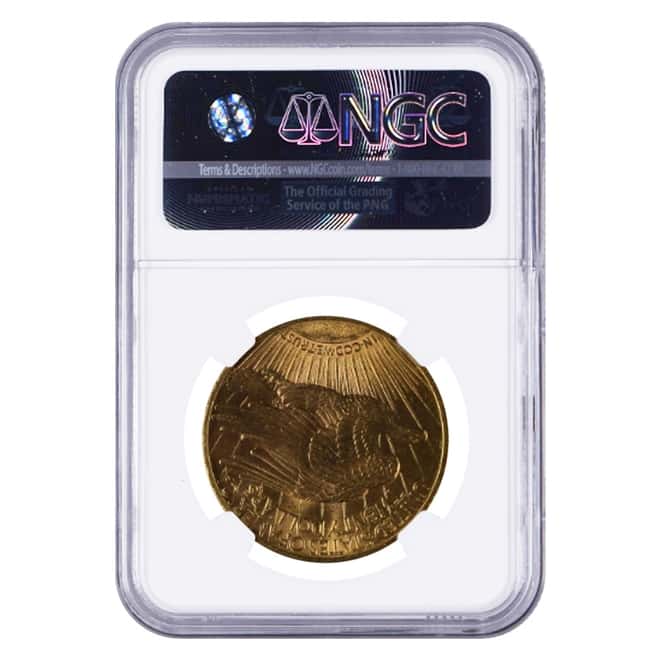 1911 $20 Gold Saint Gaudens Double Eagle Coin NGC MS 62+