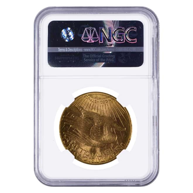 1922 S $20 Gold Saint Gaudens Double Eagle Coin NGC MS 62