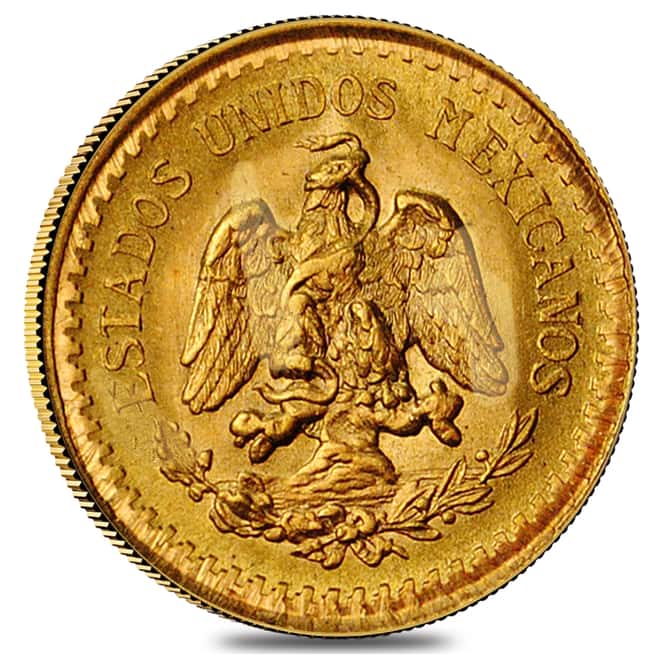 2.5 Pesos Mexican Gold Coin AGW .0603 oz (Random Year, Abrasions)