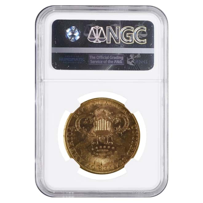 1882 S $20 Liberty Head Double Eagle Gold Coin NGC MS 60
