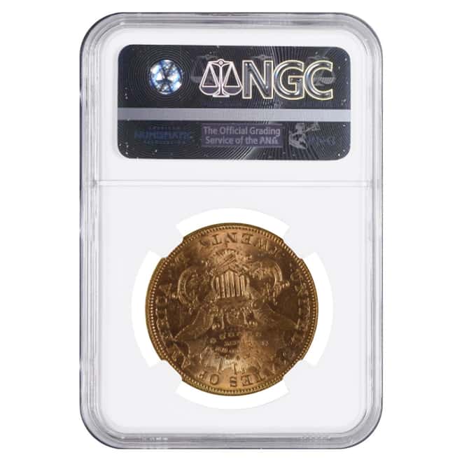 1875 S $20 Liberty Head Double Eagle Gold Coin NGC AU 58