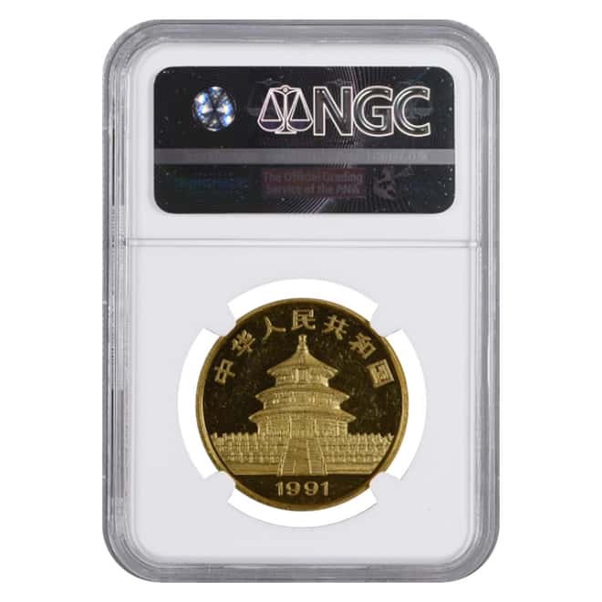 1991 P 1 oz Proof Gold Chinese Panda 100 Yuan NGC PF 61 UCAM