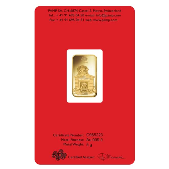 5 gram PAMP Suisse Year of the Dog Gold Bar (In Assay) 