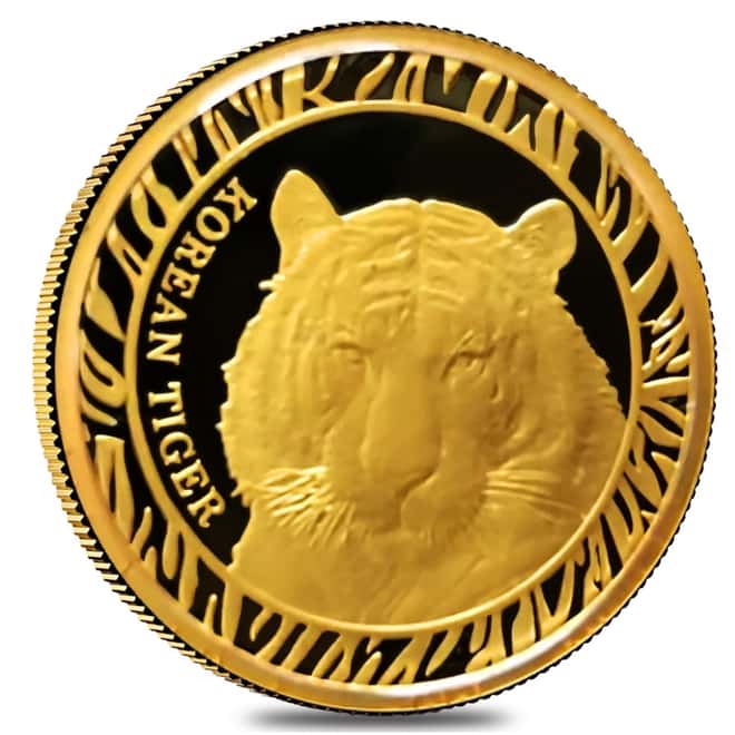 2016 1/2 oz South Korea Proof Gold Tiger Medal (w/Box)