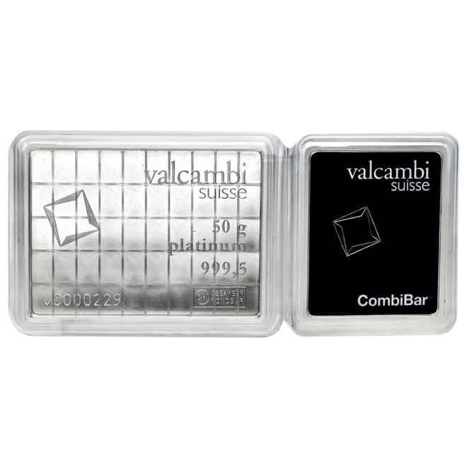 50 x 1 gram Platinum Valcambi CombiBar .9995 Fine (In Assay)