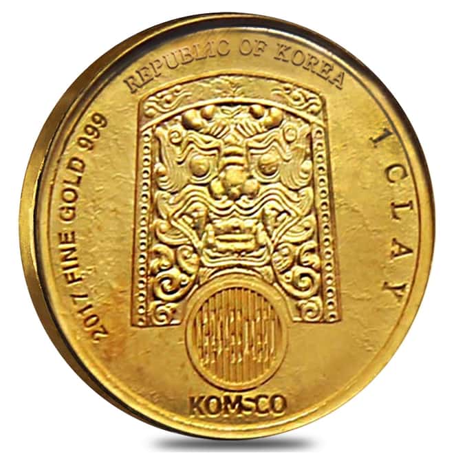 2017 1/10 oz South Korea Gold Chiwoo Cheonwang Medal BU (In Black Assay)