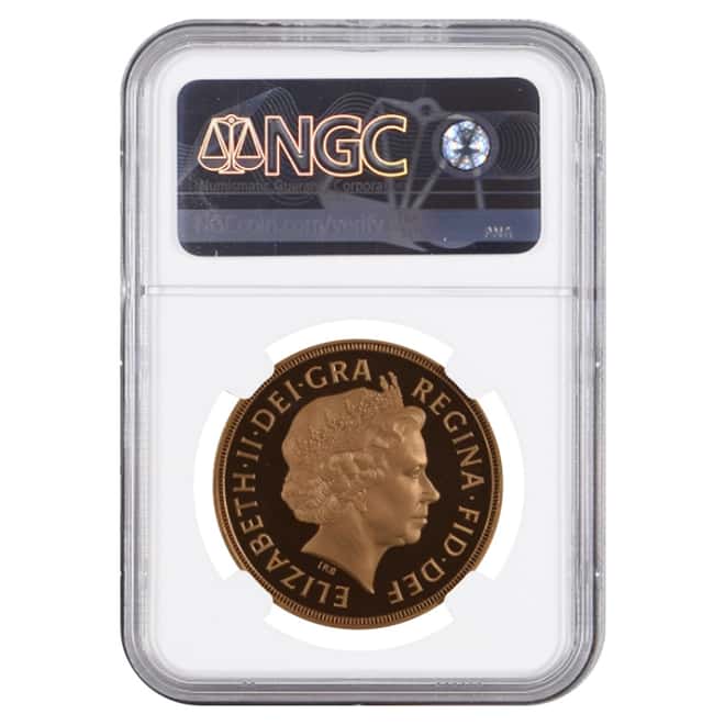 2002 Great Britain Proof Gold 5 Pound Sovereign Golden Jubilee NGC PF 69 UCAM