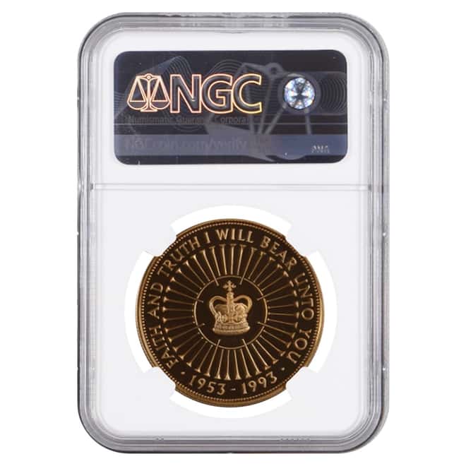1993 Great Britain Proof Gold 5 Pounds 40th Anniv of Reign NGC PF 69 UCAM