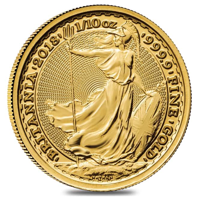 2018 Great Britain 1/10 oz Gold Britannia Coin .9999 Fine BU