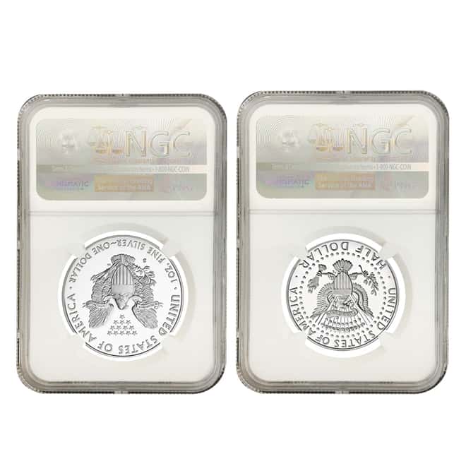 2017 S Proof Silver American Eagle/Kennedy Half Dollar Limited Edition NGC PF 70 ER (Trolley&Kennedy Label) 