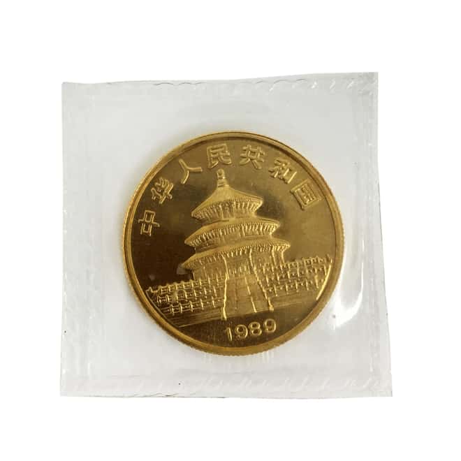 1989 1/2 oz Chinese Gold Panda 50 Yuan Small Date BU (Sealed)