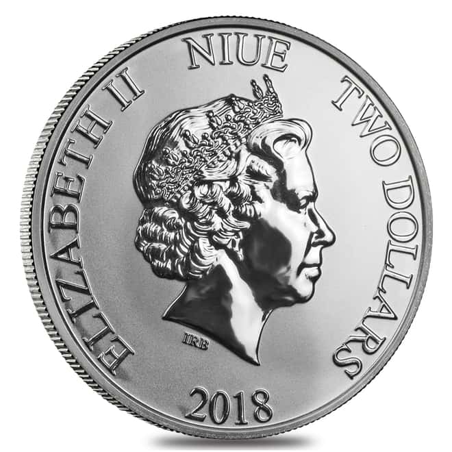 2018 1 oz Niue Silver $2 Year of the Dog BU