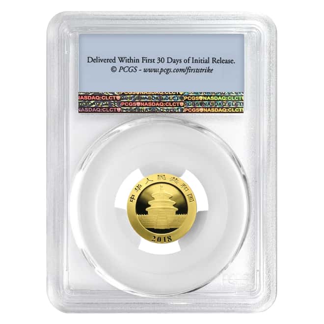 2018 3 Gram Chinese Gold Panda 50 Yuan PCGS MS 69 First Strike